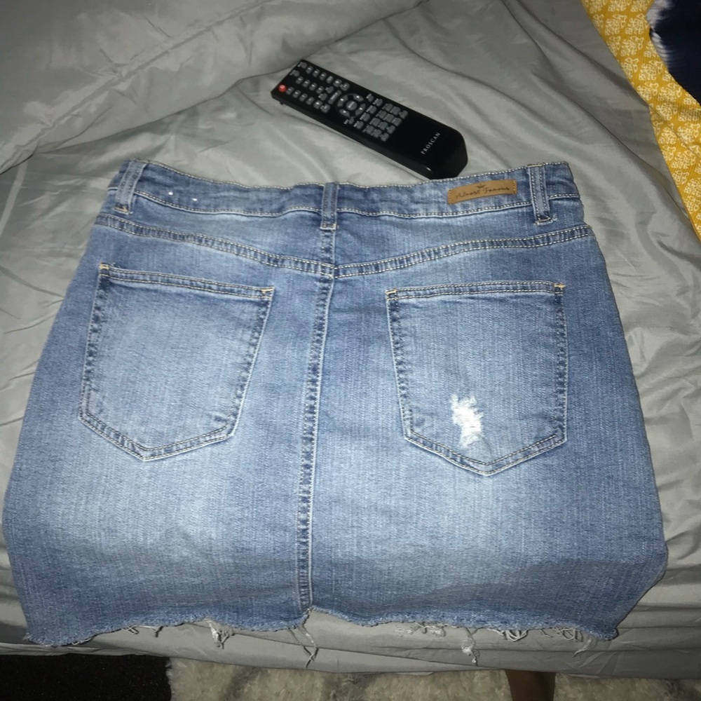 High waisted denim skirt
